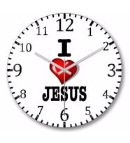 Eu Amo Jesus Duvar Saati Bombeli Gercek Cam