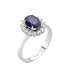Sirius Pırlanta ve Oval Safir Taşlı Anturaj Yüzük 0717R0099