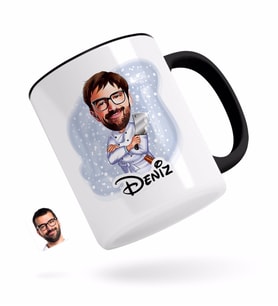 BK Gift Kişiye Özel Erkek Kasap Karikatürlü Siyah Kupa Bardak-1