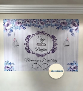 100x70cm Söz, Nişan, Kına Gecesi, Düğün İçin Kişiye Özel Branda Afiş Arka Fon