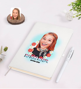 BK Gift Kişiye Özel Kadınlar Günü Karikatürlü Beyaz Defter Kalem Seti-7