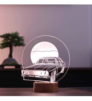 Retro Araba Figürlü Dekoratif Hediye Led Masa Lambası 7 Işık Rengi Ahşap Taban