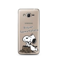 Snoopy Tasarımlı Süper Şeffaf Silikon Telefon Kılıfı Samsung J2 Prime