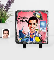 BK Gift Kişiye Özel Bay Diş Hekimi Karikatürlü Dekoratif Doğal Taş