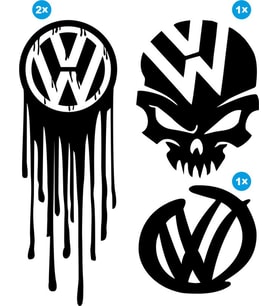 VW Volkswagen Sticker Set Paketi kanlı Kuru Kafa
