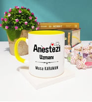 Anestezi Uzmanı Tasarımlı Kişiye Özel Anestezi Uzmanı Kupa Bardak Sarı