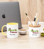 Genetik Mühendisi Sarı Kupa Bardak Ve Kalemlik Seti