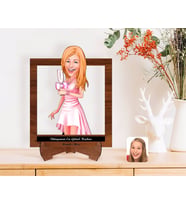 BK Gift Kişiye Özel Kadınlar Günü Dünyanın En Güzel Kadını Karikatürlü Ahşap Standlı 3D Biblo-17 (Beyaz)