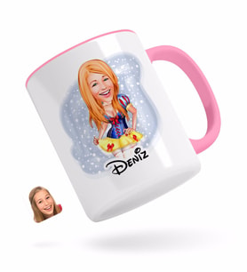 BK Gift Kişiye Özel Kadın Karikatürlü Pembe Kupa Bardak