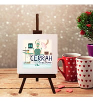 Kişiye Özel Cerrah Tasarımlı Şövale Ayaklı Dekoratif Doğal Taş (Krem)