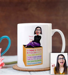 BK Gift Kişiye Özel Anneler Günü Temalı Karikatürlü Beyaz Kupa Bardak B5