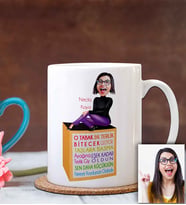 BK Gift Kişiye Özel Anneler Günü Temalı Karikatürlü Beyaz Kupa Bardak B5