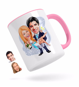 BK Gift Kişiye Özel Evleniyoruz Karikatürlü Pembe Kupa Bardak-4