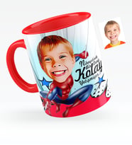 BK Gift Kişiye Özel Erkek Çocuk Karikatürlü Kırmızı Kupa Bardak  1