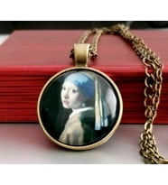 Art Gallery Johannes Vermeer ???????Retro Tarz  İnci Küpeli Kız Kolye