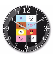 Bts  BT21 Duvar Saati Bombeli Gercek Cam
