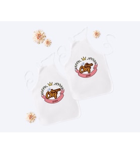BK Gift Kişiye Özel İkili Yakışıklı ve Güzel Chef Beyaz Mutfak Önlüğü Seti-4