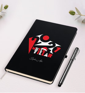 BK Gift Kişiye Özel Yılbaşı 2024 Mutlu Yıllar Temalı Siyah Defter Kalem Seti - 1
