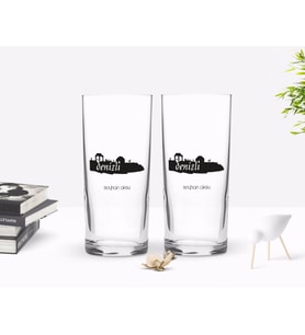 BK Gift Kişiye Özel Renkli Baskılı Denizli Tasarımlı Turistik İkili Rakı Bardağı Seti-2 (Beyaz)