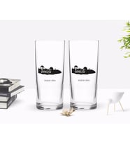 BK Gift Kişiye Özel Renkli Baskılı Denizli Tasarımlı Turistik İkili Rakı Bardağı Seti-2 (Beyaz)