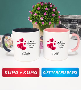 İkili Sevgililer Günü Hediyesi Kupa Bardak Siyah Pembe