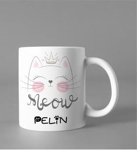 Kişiye Özel Kedi ( Meow ) Kupası