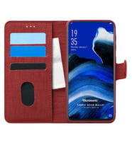 Microsonic Oppo Reno 2Z Kılıf Fabric Book Wallet Kırmızı