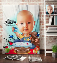 BK Gift Kişiye Özel Bebek Doğum Günü Karikatür Kanvas Tablo 70x100cm 1