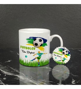 Futbolcu Kupa Bardak ve Anahtarlık Set