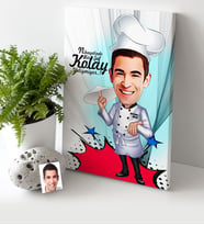 BK Gift Kişiye Özel Bay Chef Karikatür Kanvas Tablo 30x50cm 5