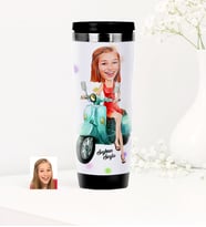 BK Gift Kişiye Özel Bayan Vespa Temalı Karikatürlü Çelik Termos Bardak