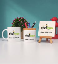 Diyetisyen Hediye Kupa Bardak Kalemlik ve Dekoratif Taş Baskı Hediye Seti