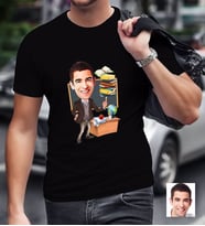 BK Gift Kişiye Özel Bay Öğretmen Karikatürlü Siyah T-Shirt-2