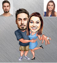 Kişiye Özel  Sevgili Karikatürlü Ahşap Magnet Model 3