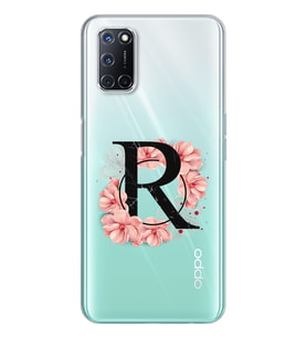 Pembe Çiçekli Harf Tasarım Süper Şeffaf Silikon Telefon Kılıfı Oppo A52-A72 R-Ha
