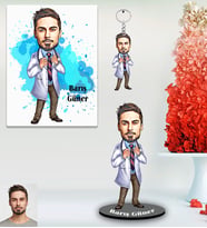 Kişiye Özel Doktor Karikatürlü 3 lü Hediye Seti Bay-6