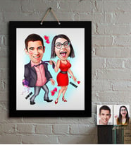 BK Gift Kişiye Özel Sevgililer Karikatür Ahşap Tablo  4