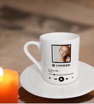 BK Gift Kişiye Özel Fotoğraflı Spotify Barkodlu Kahve Fincanı-1 (Beyaz)
