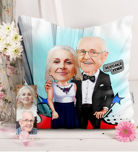 BK Gift Kişiye Özel Dede Ve Büyükanne Karikatürlü  Yastık