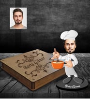 Kişiye Özel Aşçı Tasarımlı Karikatür Ahşap Biblo Kutulu Bay-1