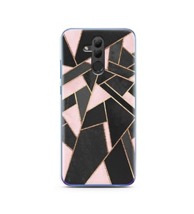 Pembe Geometri Tasarımlı Süper Şeffaf Silikon Telefon Kılıfı Huawei Honor 20 Lit