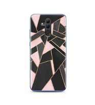 Pembe Geometri Tasarımlı Süper Şeffaf Silikon Telefon Kılıfı Huawei Honor 20 Lit