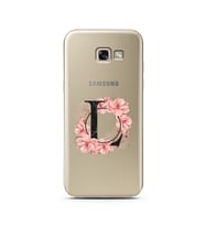 Pembe Çiçekli Harf Tasarım Süper Şeffaf Silikon Telefon Kılıfı Samsung A5 (2017)
