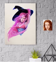 BK Gift Kişiye Özel Bayan Cadı Karikatürlü Kanvas Tablo 30x50cm-4