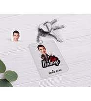 BK Gift Kişiye Özel Aile Babası Karikatürlü Şeffaf Pleksi Anahtarlık-1 (Beyaz)
