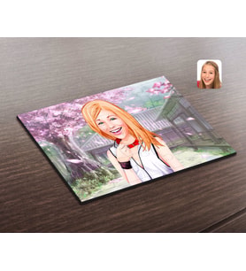 BK Gift Kişiye Özel Kadın Karikatürlü Ahşap Puzzle-35