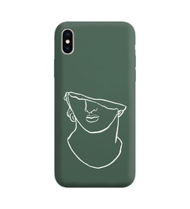 Iphone Xs Çizgi Tasarımlı Koyu Yeşil Lansman Telefon Kılıfı