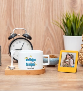 Mutfağın Kraliçesi Fincan ve Turuncu Mini Fotoğraf Çerçevesi