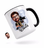 BK Gift Kişiye Özel Erkek Profesyonel Fotoğrafçı Karikatürlü Siyah Kupa Bardak-1