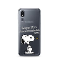 Snoopy Tasarımlı Süper Şeffaf Silikon Telefon Kılıfı Samsung A2 Core
